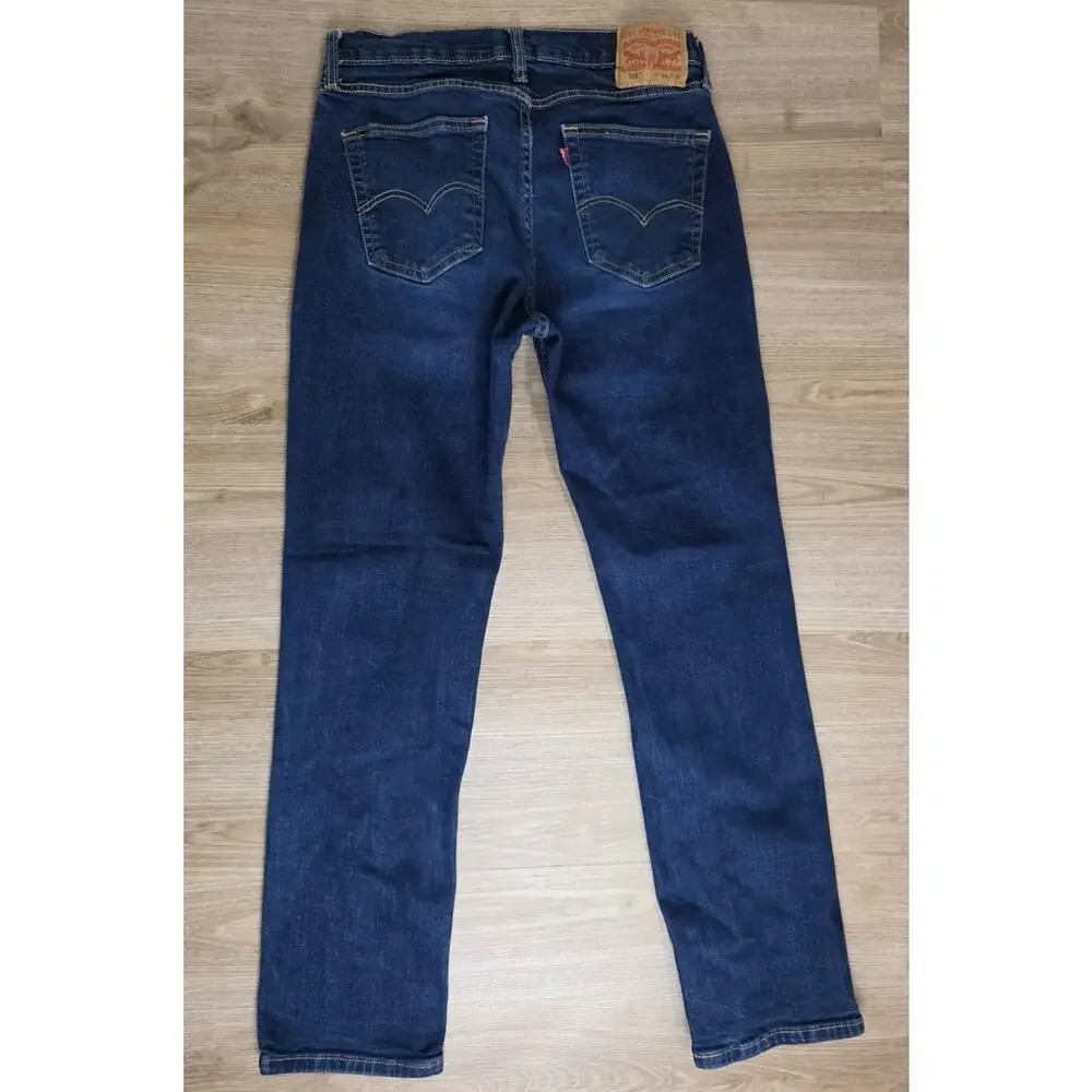 Levi's 514 Straight Jeans Men's 34x32 Dark Wash Stretch Blue Denim